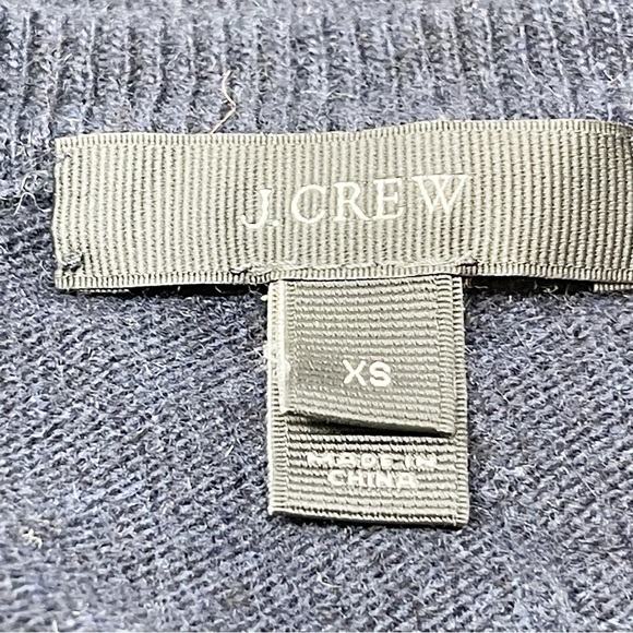 J CREW Women’s Navy Green Side Button Wool Blend Striped Sweater Elbow Patch XS - Picture 8 of 10